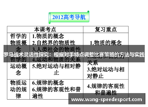 罗马战术灵活性探究：根据对手特点调整比赛策略的方法与实践